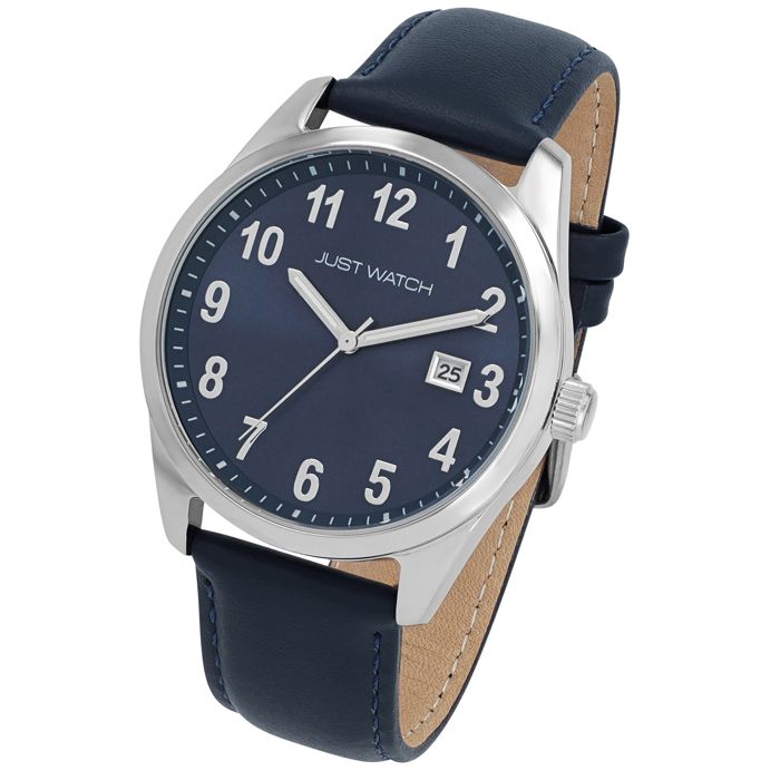 Montre homme - Julian - cadran bleu - bracelet cuir 22 mm - boîtier 42 mm