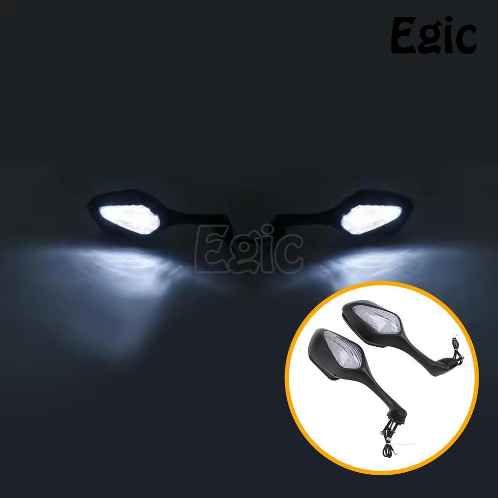 Honda CBR1000RR Rearview Mirror with LED Turn Signal (2008-16, Yellow/White, Smoke Grey)