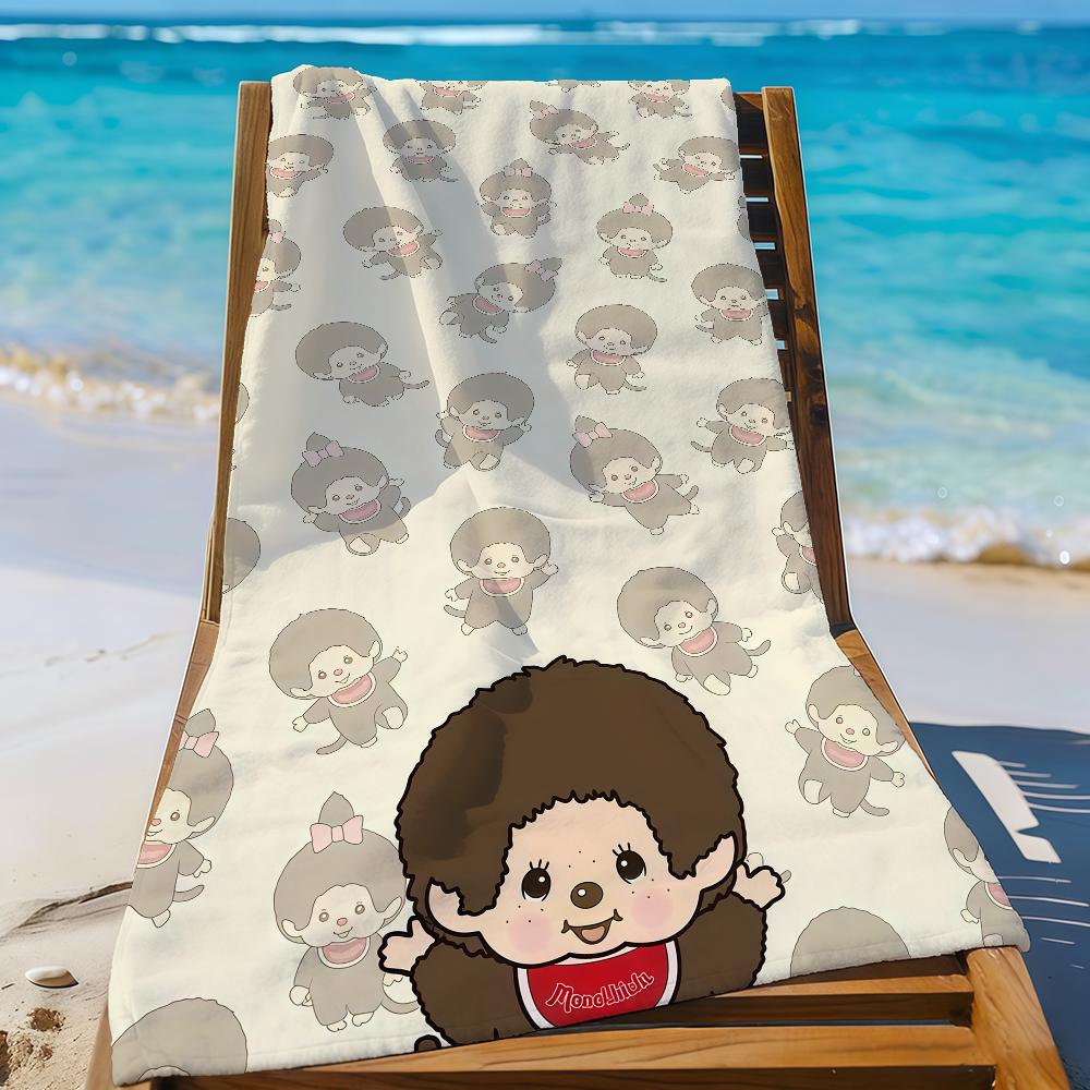 Cartoon M-Monchhichi-S Cute Towel Sports Quick Dry Travel Camping Gear Sandproof Soft Light Large Beach Towel