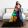 Coperta in Flanella Geometric Dash Old School Gaming, Coperte Geometry Dash per Letto Ufficio Trapunta Ultra-Morbida,