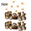 Forest Animal Window Film 2PCS Static Sticker, Squirrel And Hedgehog Printed, Autumn Fall Home Decor Theme Waterproof PVC Decal, for Glass Doors