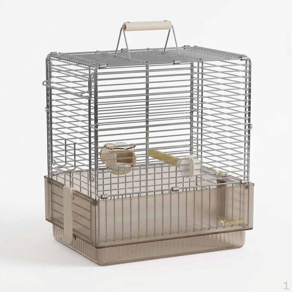 Folding Bird Cage with Top Handle, Portable in Stainless Steel Metal, Small for