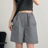Women's Pink Quick-Dry High Waist Cargo Shorts - Loose, Lightweight, Wide-Leg Summer Sports Pants.
