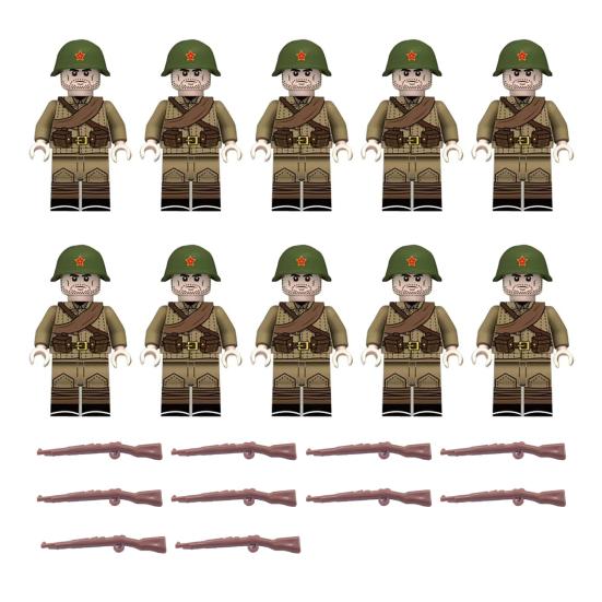 Yousheng 10 Pcs 1.7" Mini WWII Soldiers Figures Model Set Military Building Block Toys with Weapons Gift for Christmas Stockings Birthday Easter