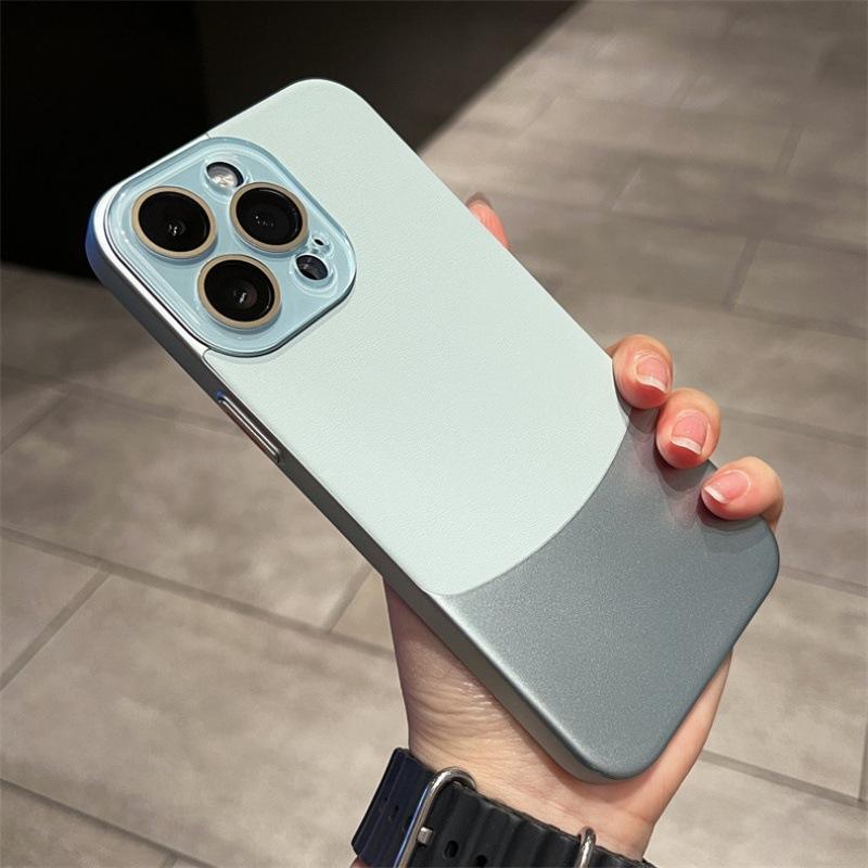 

Napa pattern crystal lens mobile phone case is suitable for Apple 17promax simple all-inclusive iPhone16pc protective case. iPhone 12