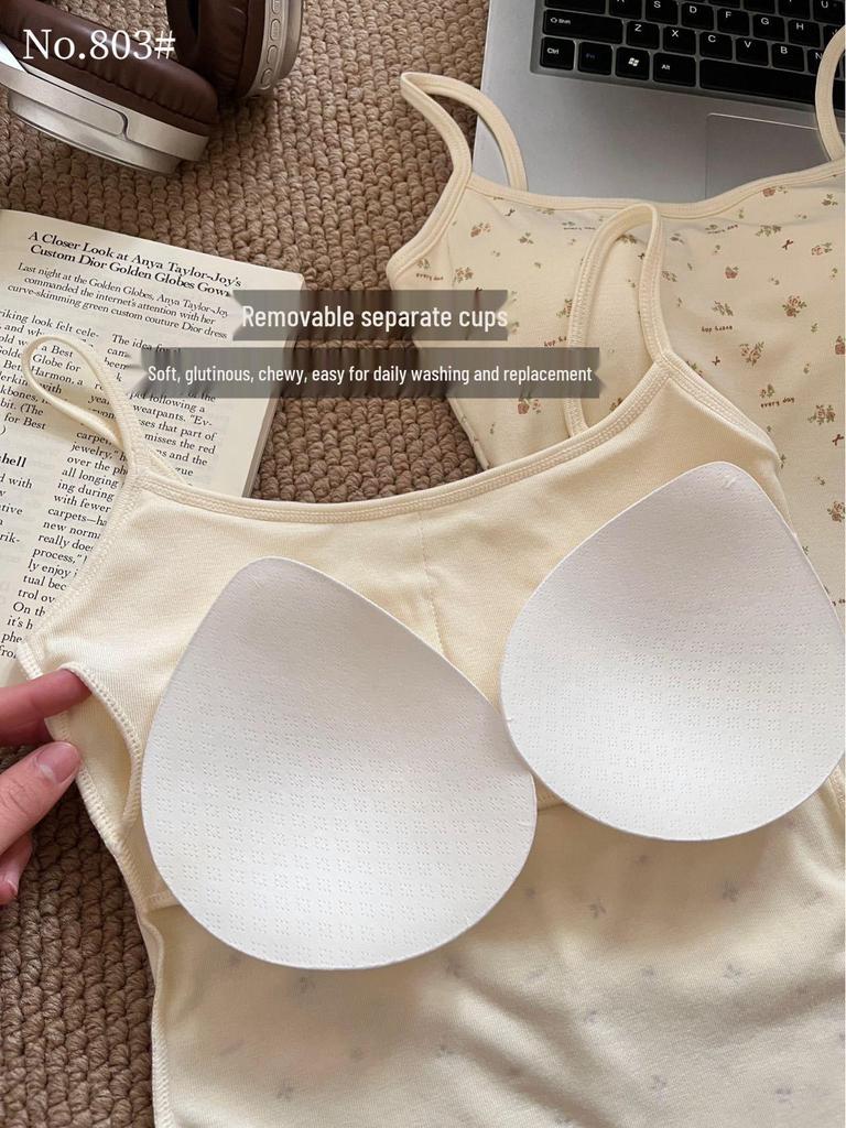 Gepolsterter Camisole im koreanischen Stil mit Tupfen – Vielseitig als Unter- oder Oberbekleidung