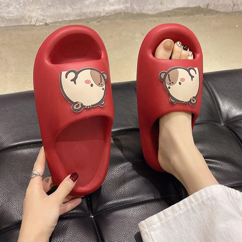 

Милый дизайн капибары, толстая подошва, женские шлепанцы-слайды, сандалии для ванной, пляжа, дома, летняя обувь для пары 36-37 красный