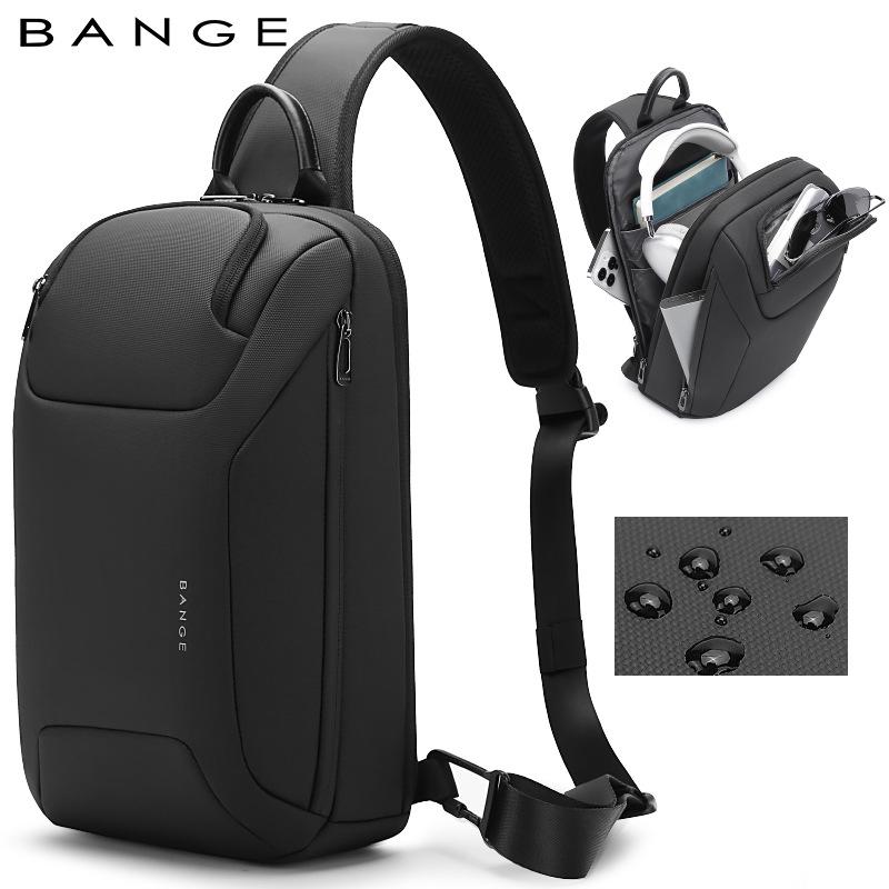 BANGE Men's Large Capacity Crossbody Chest Bag - Korean Style for Business and Motorcycling