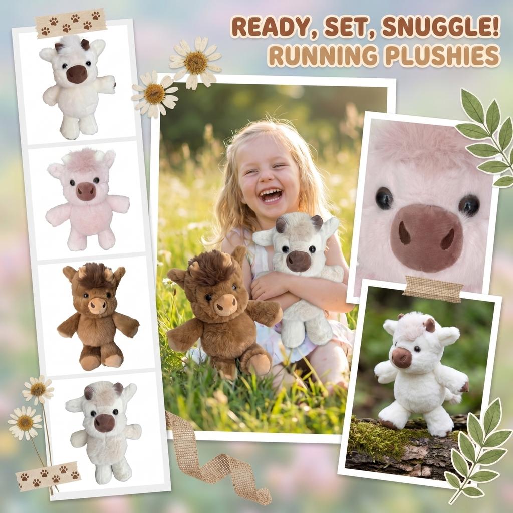 Highland Cow Plush Toy Soft Stuffed Animal with Fluffy Fur and Horns for Kids and Adults Cuddly Plushie for Home Office Decor Gift