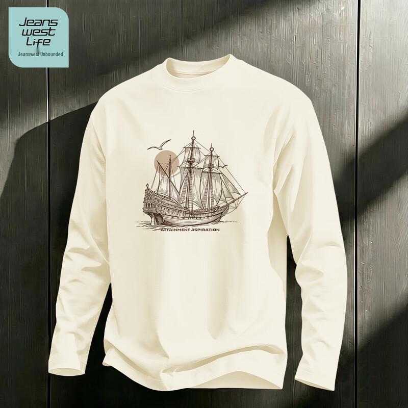 Jeanswest Life Men's Minimalist Long Sleeve Crew Neck T-Shirt