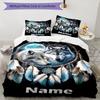 3pcs Custom Name Wolf Bedding Set Duvet Cover Closure Includes 1 Duvet Cover & 2 Pillowcases, Soft and Comfortable for All Seasons.