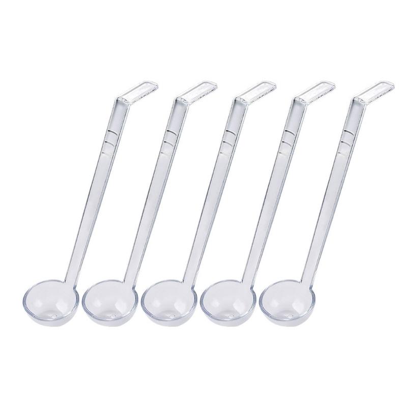 5Pcs Clear Plastic Long Handle Mini Ladles For Sauces Dressings Soup Large Capacity Party Catering Supplies