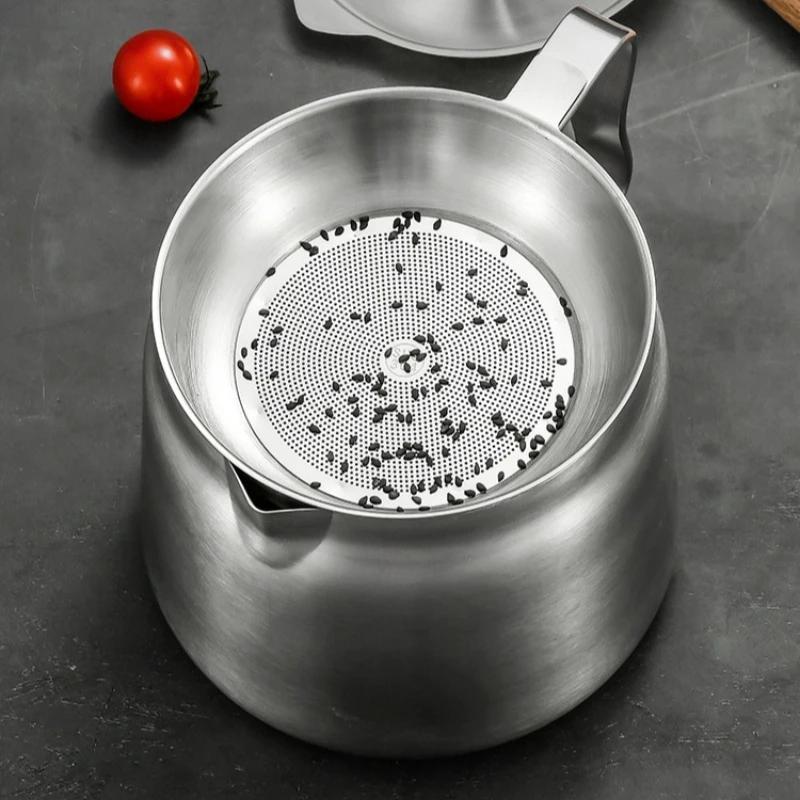 304 Stainless Steel Oil Filter Pot with Lid Deep Fryer Pasta Strainer Basket Chicken Fried Food Strainer Household Kitchen Tools