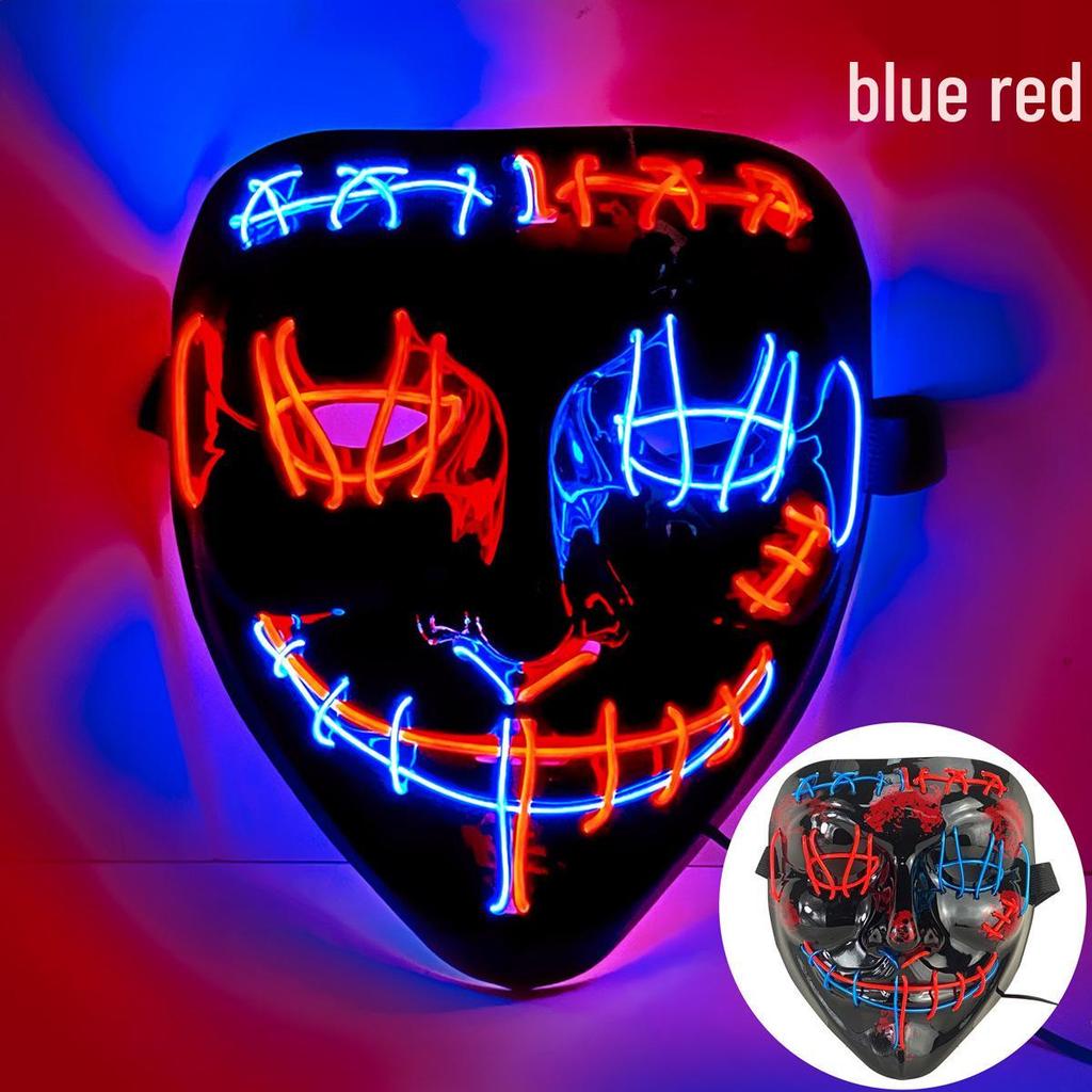 LED Luminous Halloween V for Vendetta Mask - Black Ghost Face Party Prop