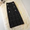 Gonna Elegante a Vita Alta da Donna Casual Ufficio Signore Vintage Lana a Quadretti Spacco Tasca Fianchi Gonna Monopasso