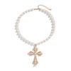 PuRui Trendy Gold Color Perfectly Round Imitation Zircon Necklace Man Adjustable Jesus Cross Pendant Lucky Zircon Accessories