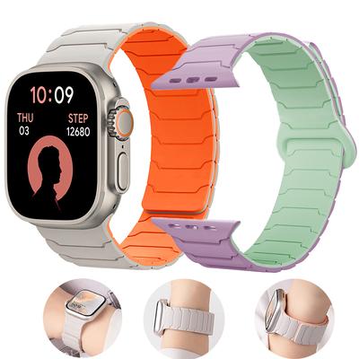 Silicone Magnetic Strap for Apple Watch Band Ultra 3 49mm Series 11 46mm 9/8/7 45 41mm Sport Bracelet IWatch 6 5 4 SE3 44mm 40mm