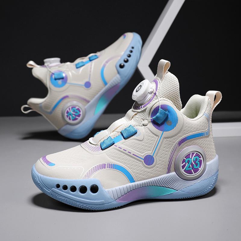 Kids' 2025 Spring/Autumn Basketball Shoes: Non-Slip, Rotary Button, Boys' Training Sneakers for Middle/Big Kids