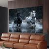 2D plane one magnificent black and white horse polyester background - vivid decoration for bedrooms and offices