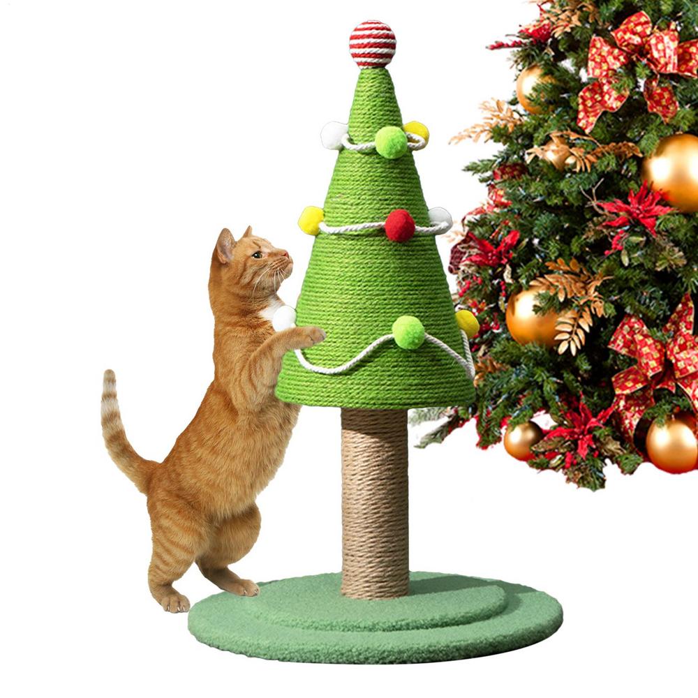 Weihnachtsbaum Katzenkratzbaum Cartoon Katze Kratzbaum Ästhetischer Baumschmuck Natursisal Katzenkratzbrett für Kätzchen