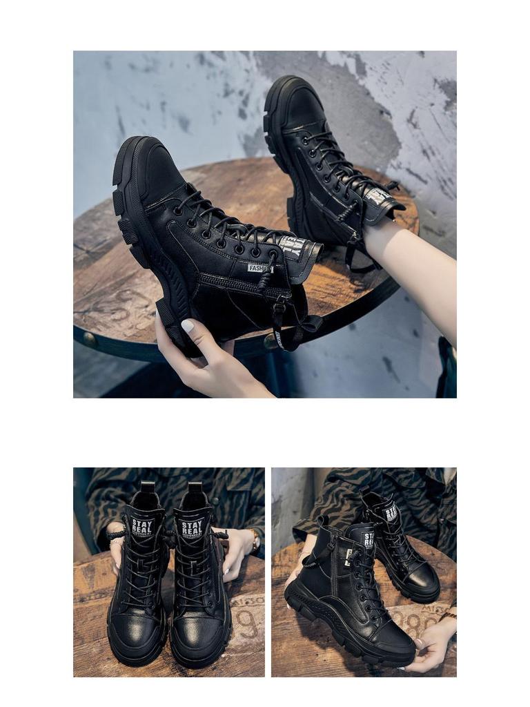 Women's 2024 Autumn Korean Style Flat Heel High Top Martin Boots - Casual All-Match Short Boots