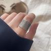 925 Sterling Silver Rings For Women Geometric Fine Jewelry Finger Adjustable Vintage Wide Strip Ring For Party Birthday Gift