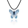 Cute Colorful Butterfly Necklace For Women Girls Natural Real Leaf Cut Butterflies Shape Aesthetic Rope Pendant Necklace Jewelry