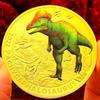 Dinosaur Animal Tyrannosaurus Rex Gold Plated Color Printing Commemorative Medal Creative Craft Gold Coin Velociraptor Children's Gift Coin