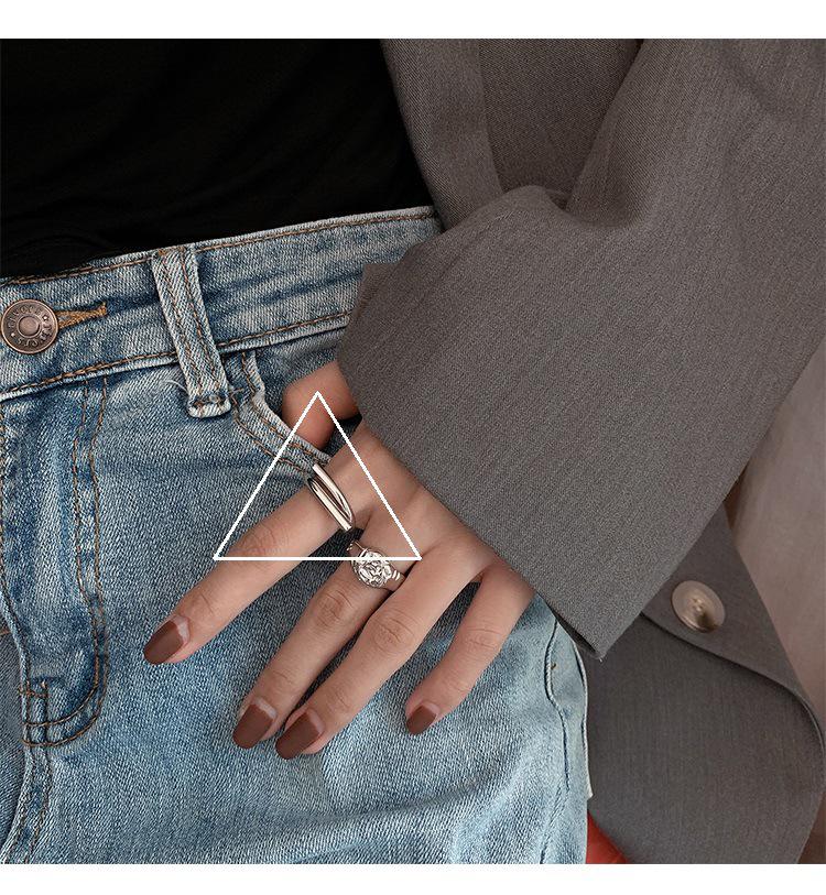 Korean-Style S925 Sterling Silver Ring - Simple, Retro, Trendy Index Finger Ring for Women