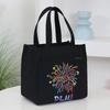 WTEMPO Ethnic Style Retro Mommy Bags Canvas Lunch Box Handbags Aluminum Foil Insulated Work Hand-carried Lunch Bags