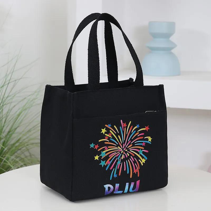 WTEMPO Ethnic Style Retro Mommy Bags Canvas Lunch Box Handbags Aluminum Foil Insulated Work Hand-carried Lunch Bags