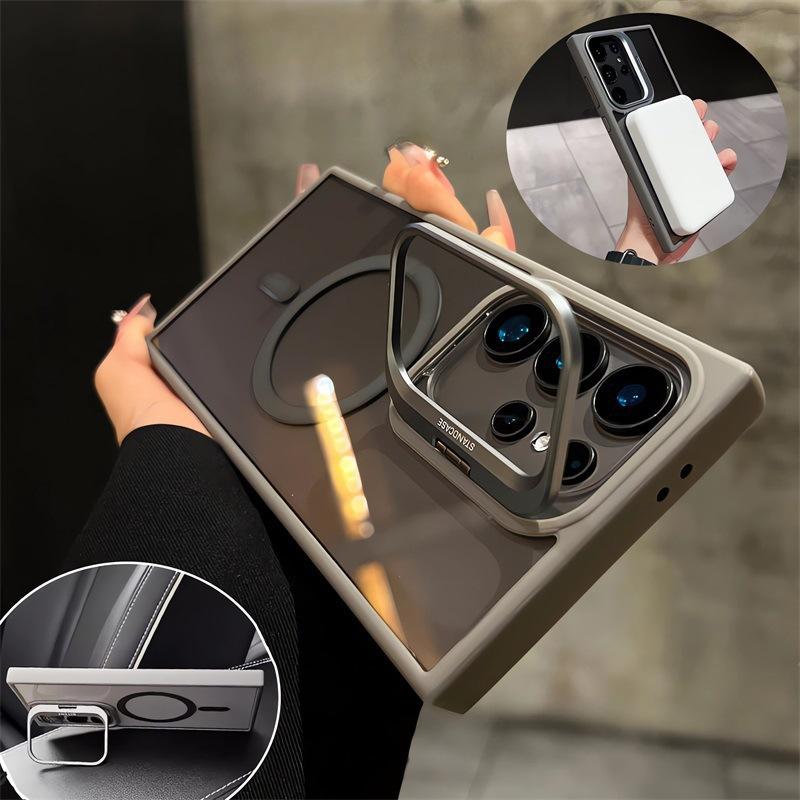 Applicable to Samsung S26ULTRA magnetic mobile phone case metal invisible U1 bracket S24FE transparent magnetic protective case