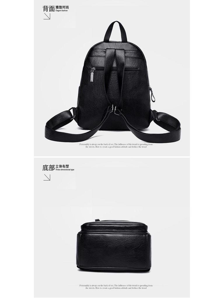 Versatile Women's PU Leather Backpack Handbag – Large Capacity, Casual Schoolbag