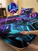 1 Einfaches modernes Spielgriff digital bedrucktes mattiertes Spannbettlaken, Schlafzimmer bedruckte Bettdecke, Bettwäsche(Kein Kissenbezug)