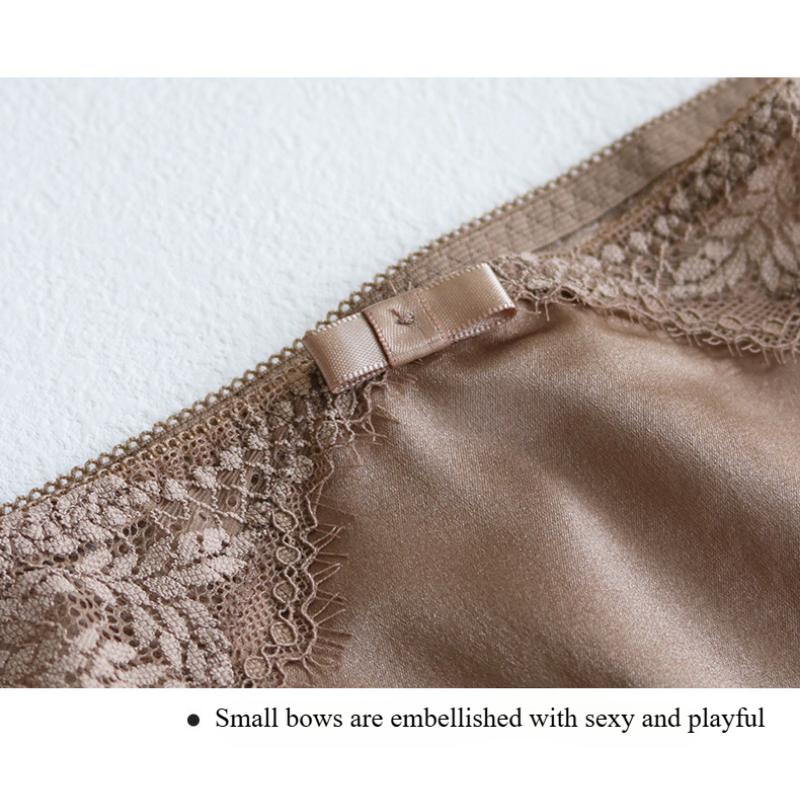 1 Pc Low Waist Sexy Lace Triangle Briefs Silky Smooth and High Elasticity Silk Home Underwear Briefs