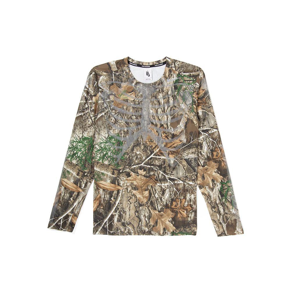 

Nike Halloween Limited Edition Leaf Print Skeleton Long Sleeve Running Tee Men Tops Brown CJ0179-237 S