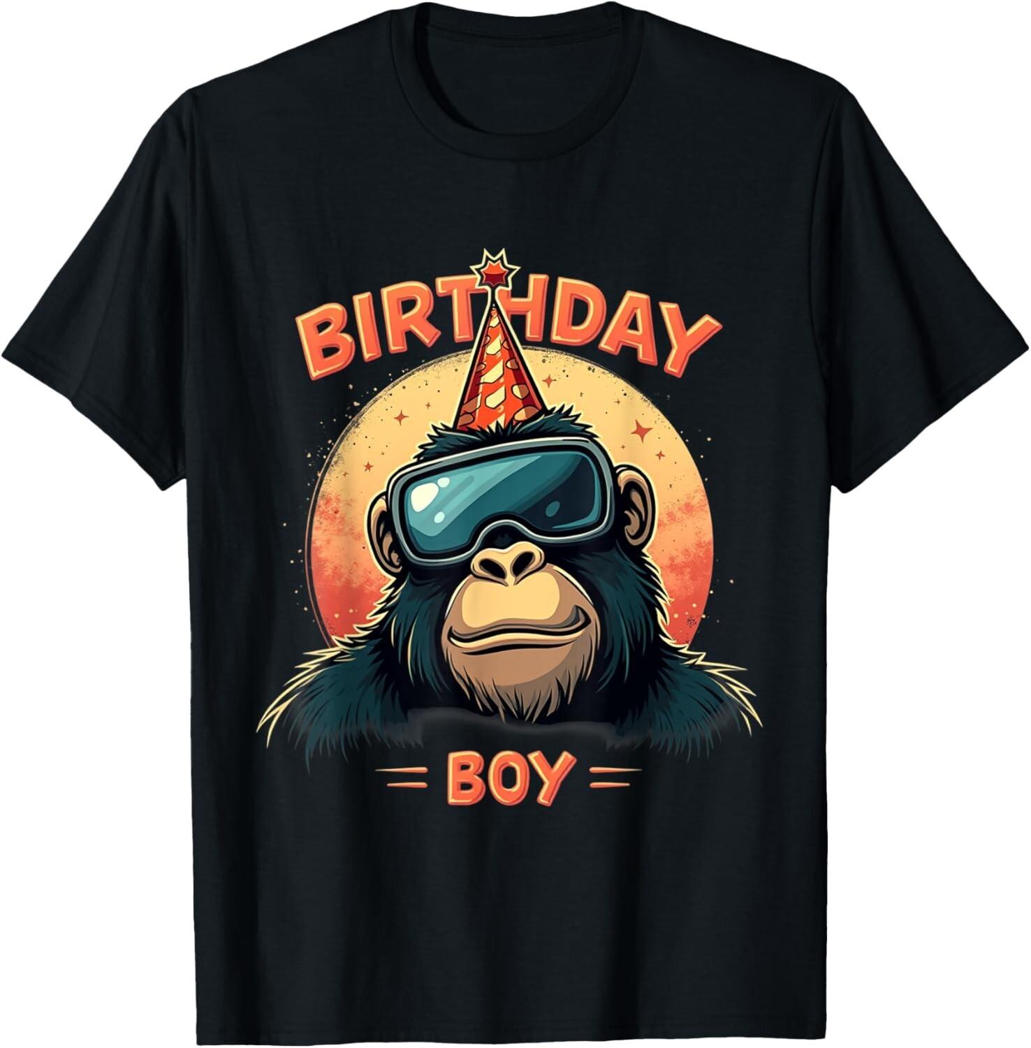 Gorilla Birthday Decorations Monkey Tag VR Gamer for T-Shirt Mens Womens Tees Top unisex Shirt, L