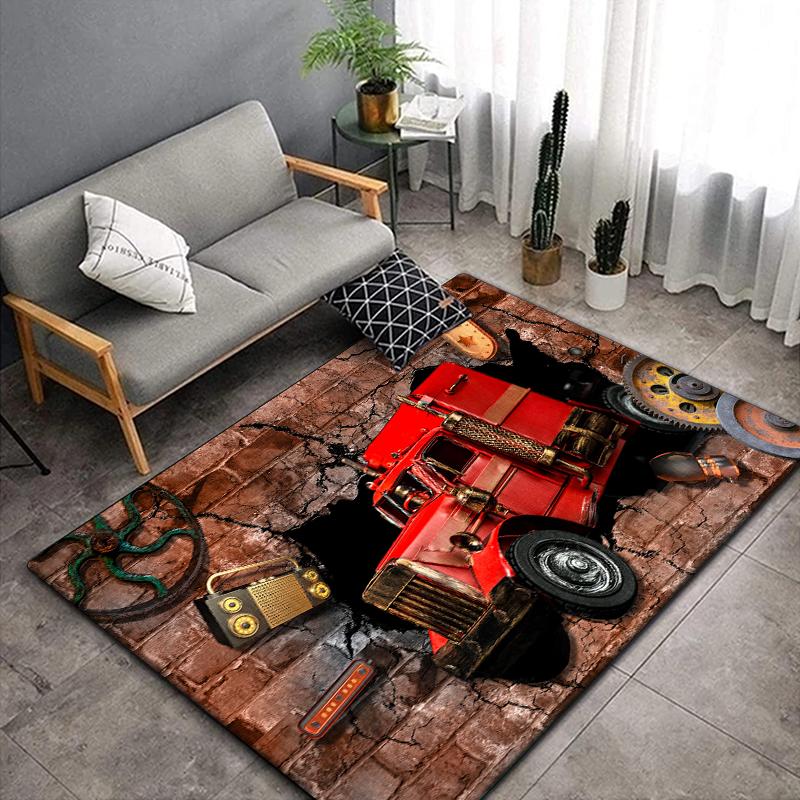 3D Vintage Car Area Rug Large,Carpet Rug for Living Room Bedroom Sofa Decoration,Doormat Kitchen Non-slip Floor Mat Picnic  Camp