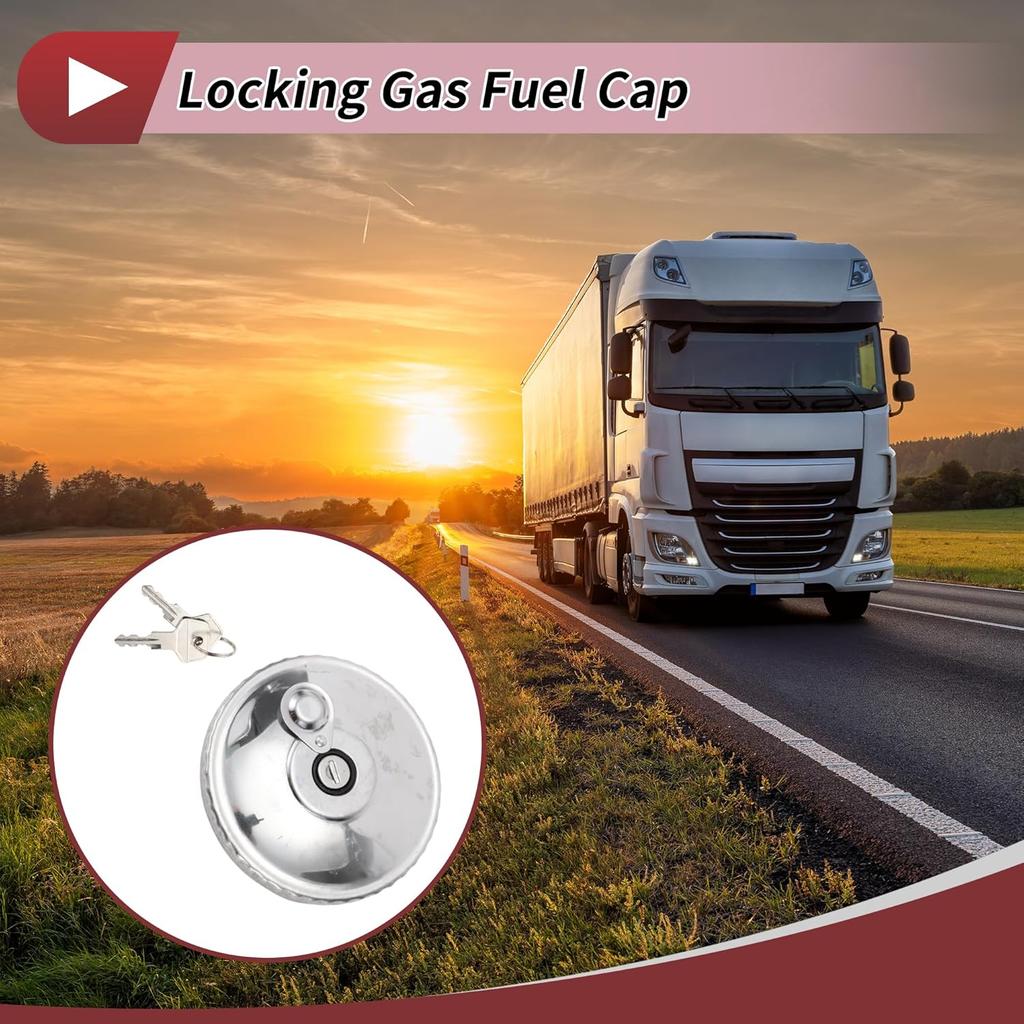 LKW-Tankdeckel abschließbar für Mercedes-Benz Abschließbarer Kraftstofftankdeckel mit 2 Schlüsseln Nr. 3024710130/0004711230 Silberfarben