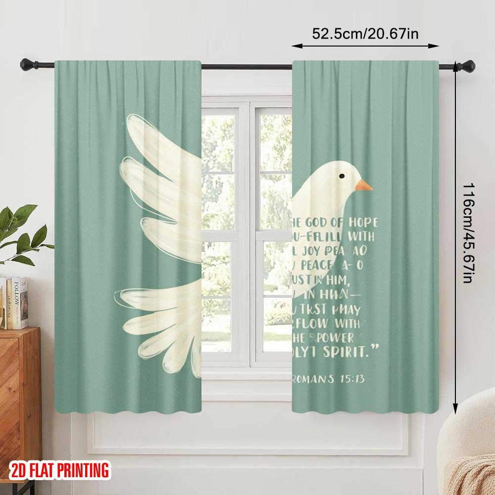 2pcs 2D flat printing Scene Curtains God Hope Spirit Peace Polyester Without Electricity Festive Holiday for Holiday Decor