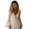 European and American style, lace long-sleeved collar retro dress, slim-fitting and thin long dress women's clothing