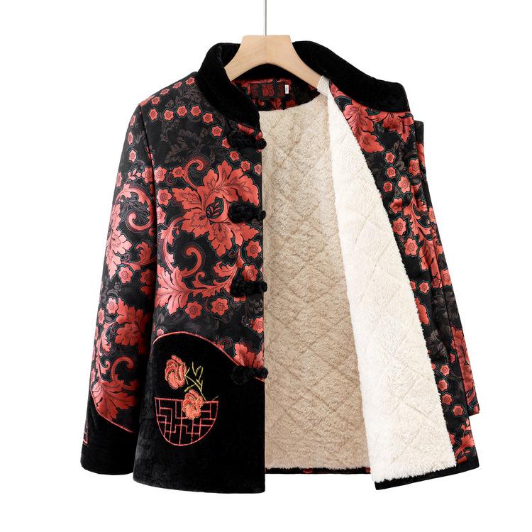 Grandma's Winter Clothes Plus Velvet Thickened Cotton Coat Mom Tang Coat Female 70-year-old Lady Cotton Jacket Old Man Warm Clothes