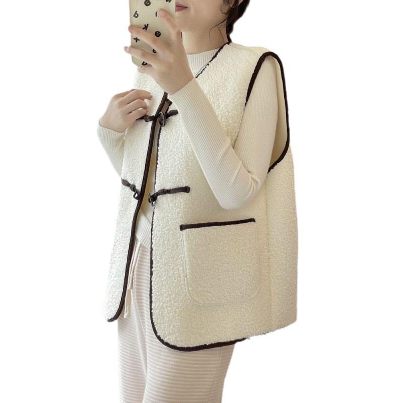 Lamb Wool Cardigan, Vest, Jacket for Women's Autumn and Winter New Models, Stacked with a Small Vest, Lamb Wool Vest.