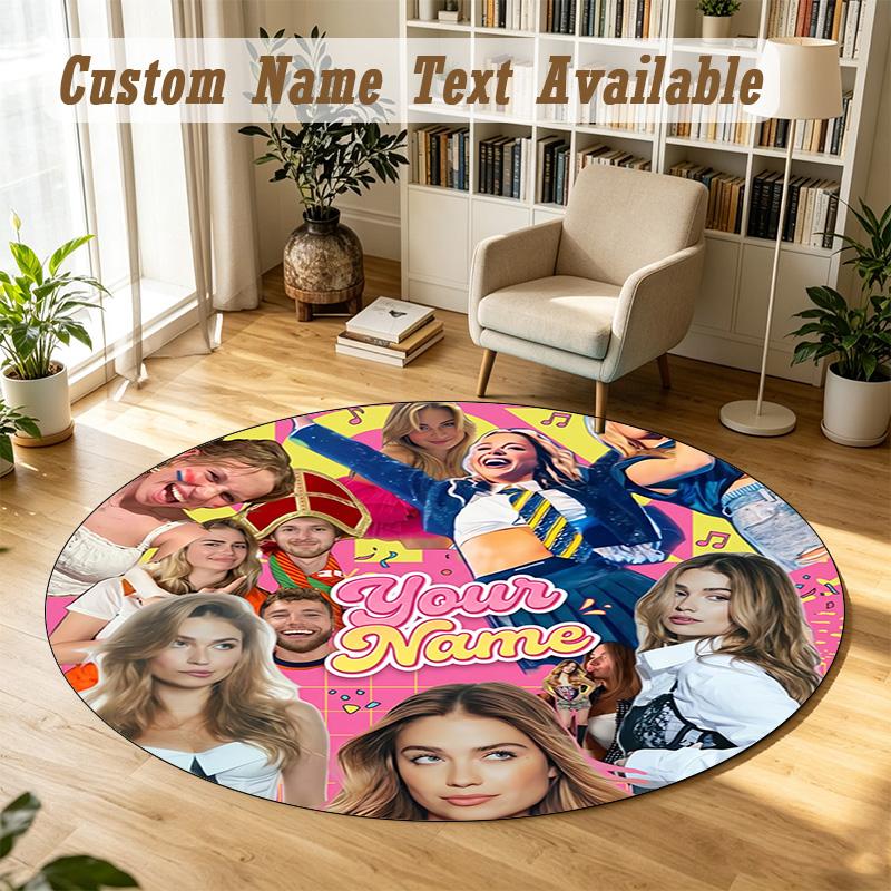 Round Rug Custom NameRoxy Dekker Pattern Non Slip Carpet Home Floor Decor