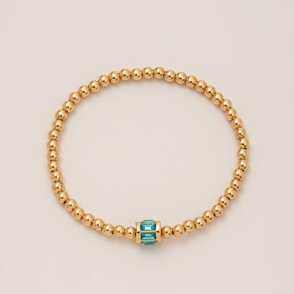 Bracelet Gold Beads December 12Th Birthday Stone Zircon Electroplating Real Gold Color Retention Beaded Bracelet