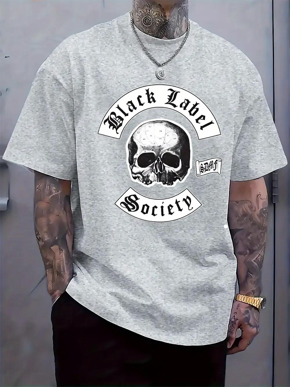 Black Label Society Graphic Tee - Casual Crew Neck Short Sleeve T-shirt with Skull Design XXXL