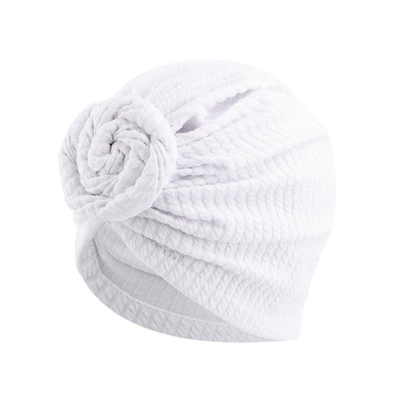 1 ADET Türban Şapka Nefes Alabilir Düz Renk Zarif Güneş Kremi Hicap Moda Üst Çiçek Dekor Başörtüsü Kadın Başörtüsü