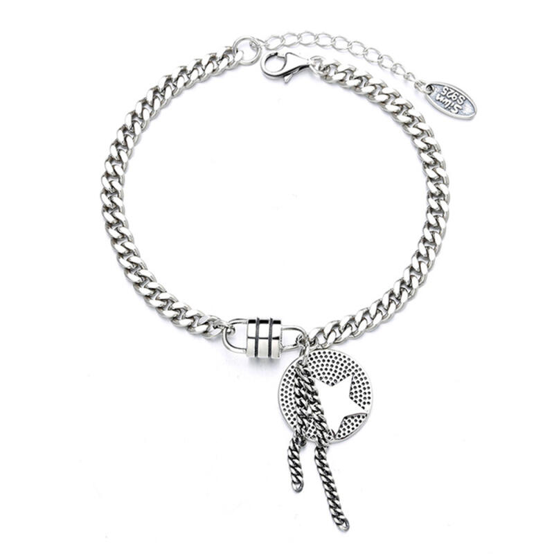 

925 Sterling Silver Star Drop Chain Bracelet B191 Sterling Silver Bracelet