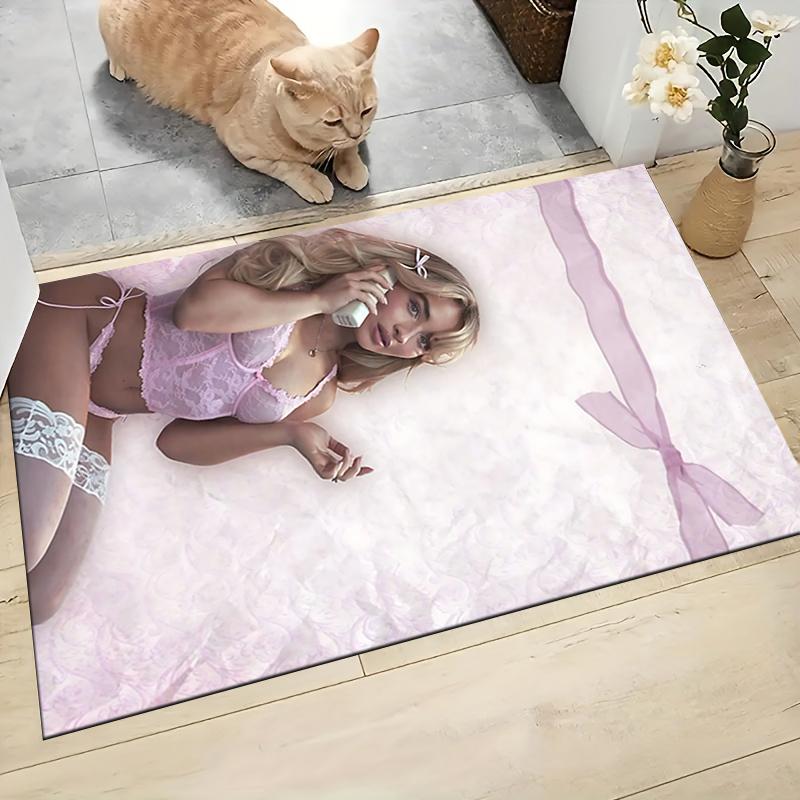 Pink Lace Romance Carpet Rug Soft Washable Antislip Home Living Room Sofa Mats Personalized Christmas Rug