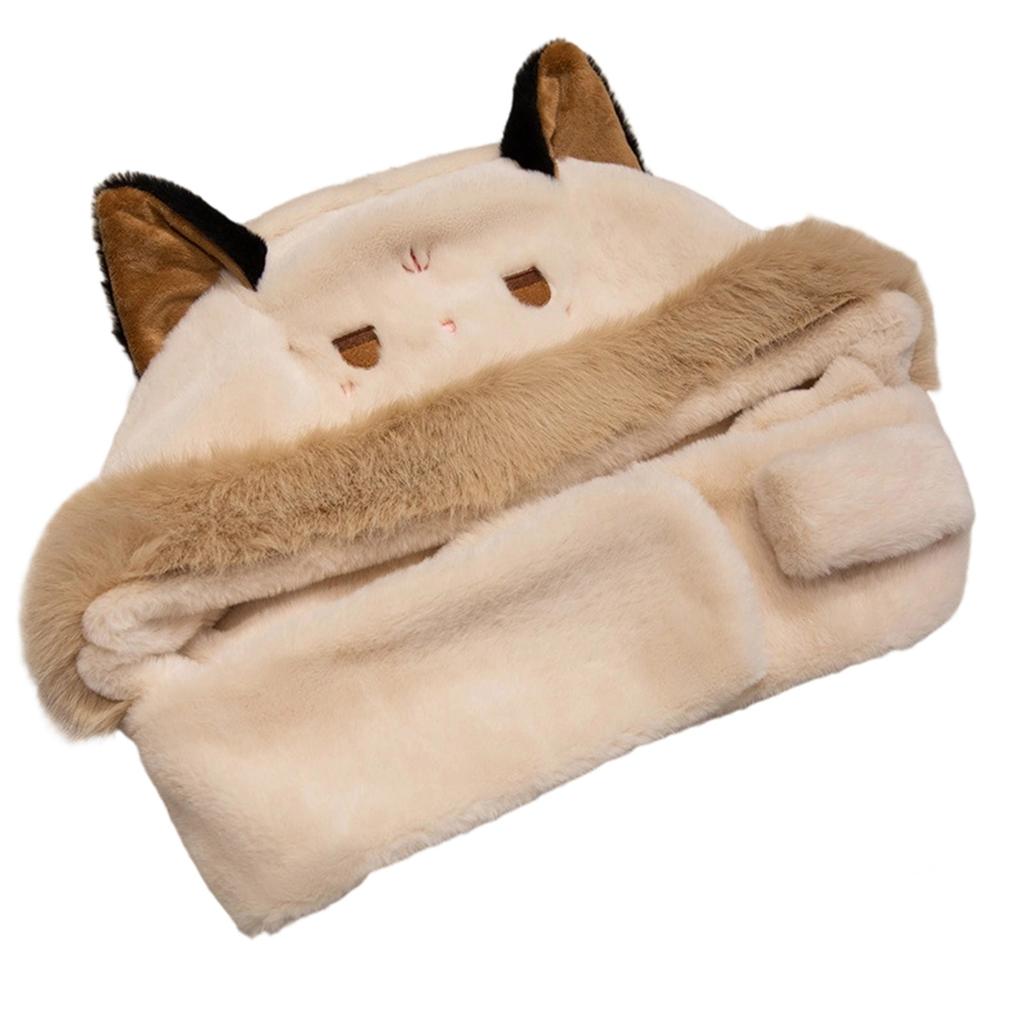 Cute Cartoon Hat, Winter Scarf, Ear , Integrated Cold And Warm Plush Hat